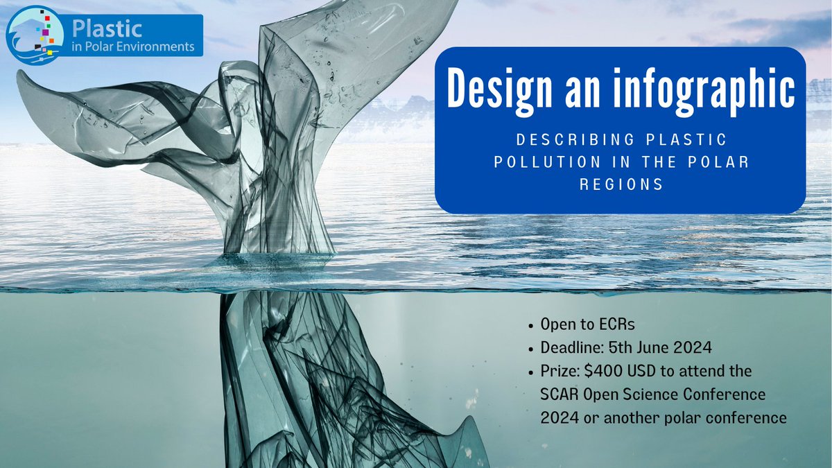Put your creative hats on & create an infographic for the @PlasticPolar competition! Submit your design describing plastic pollution in the polar regions Deadline: 5 June 2024 Prize: $400 USD voucher to attend #SCAR2024 or another polar conference 🖼️ scar.org/scar-news/life…