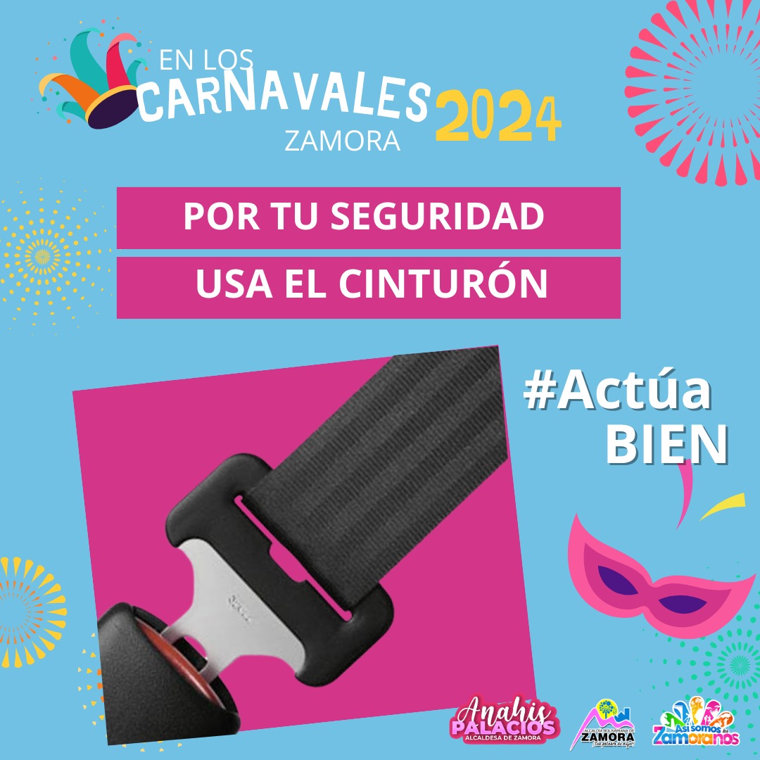 #ActuaBIEN En estos carnavales si vas a salir en ti vehículo utiliza el cinturón de seguridad, es por tu bien y el de los tuyos.

#CarnavalesFelicesYSeguros2024