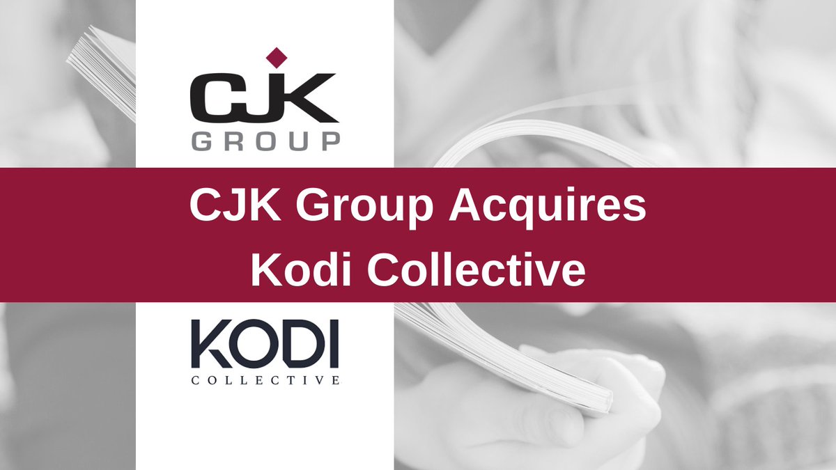EXCITING NEWS - CJK Group has acquired Kodi Collective, a leader in magazine and catalog publishing services and creative capabilities. Kodi joins CJK Group's portfolio of market-leading companies which includes @KwGlobalLtd, Sheridan, and @TweddleGroup. 
cjkgroup.com/news/cjk-group…