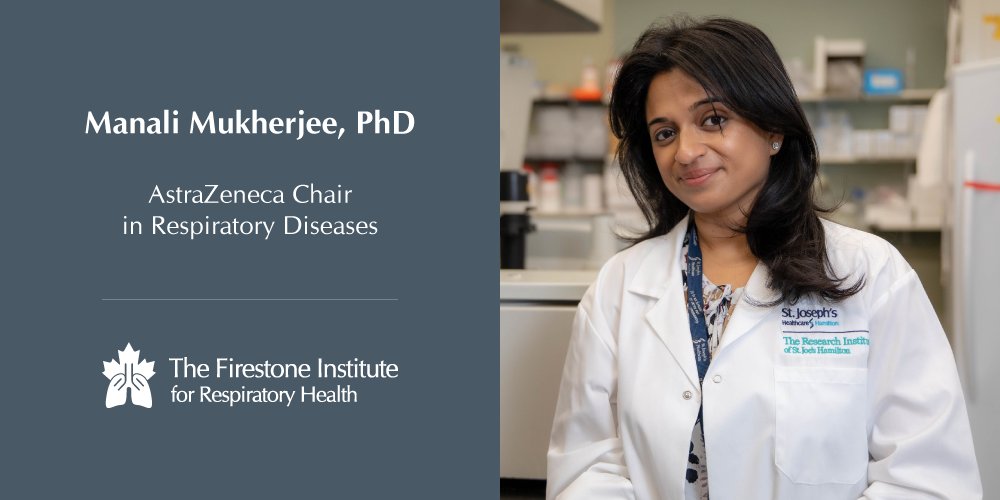 We are pleased to announce that @DrMMukherjee, an immunologist at #TheFirestone studying #asthma and #LongCovid, has been named the @AstraZeneca Chair in Respiratory Diseases. Full story: bit.ly/3STebZt | @STJOESHAMILTON @AstraZenecaCA @machealthsci