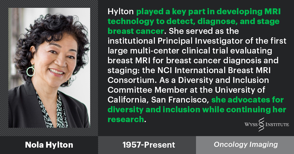 wyssinstitute's tweet image. To celebrate #BlackHistoryMonth, we've been highlighting some exciting people in STEM. Our next profile is on Nola Hylton, who played a key part in developing MRI technology to detect, diagnose, and stage breast cancer. #BlackInSTEM