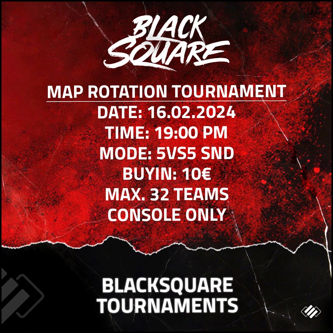 ◼️ BlackSquare Map Rotation Tournament ◼️

Vor unserem Invite Only Tournament wollen wir neben Rio weitere Änderungen am Mappool vornehmen. Daher veranstalten wir am Freitag ein Map Rotation Tournament zum Testen einiger Maps.

Zur Anmeldung: t1p.de/y4tny