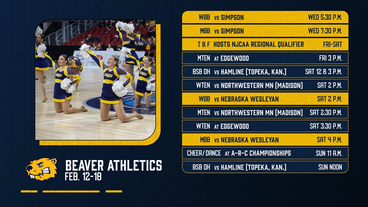 Absolutely HUGE week coming up in #BeaverNation! Results and more at BVUAthletics.com. #BeaversBuild