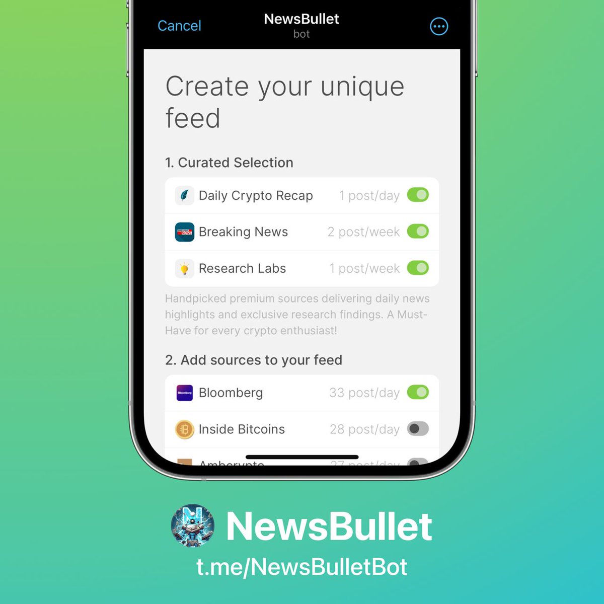tappscenter's tweet photo. 📰 Stay ahead in crypto with NewsBullet, offering streamlined updates right in your chat.

💼 How it works:
— Opt for Alpha News Feed or customize sources yourself.
— Set your time zone for timely updates.
— Focus on news for specific coins of interest.

📈 Keep abreast of the crypto world efficiently and tailored to your preferences with NewsBullet!

NewsBullet on Telegram: https://t.co/iZ6fSxpEQ4
More apps on Telegram: https://t.co/yArw6E5d1l