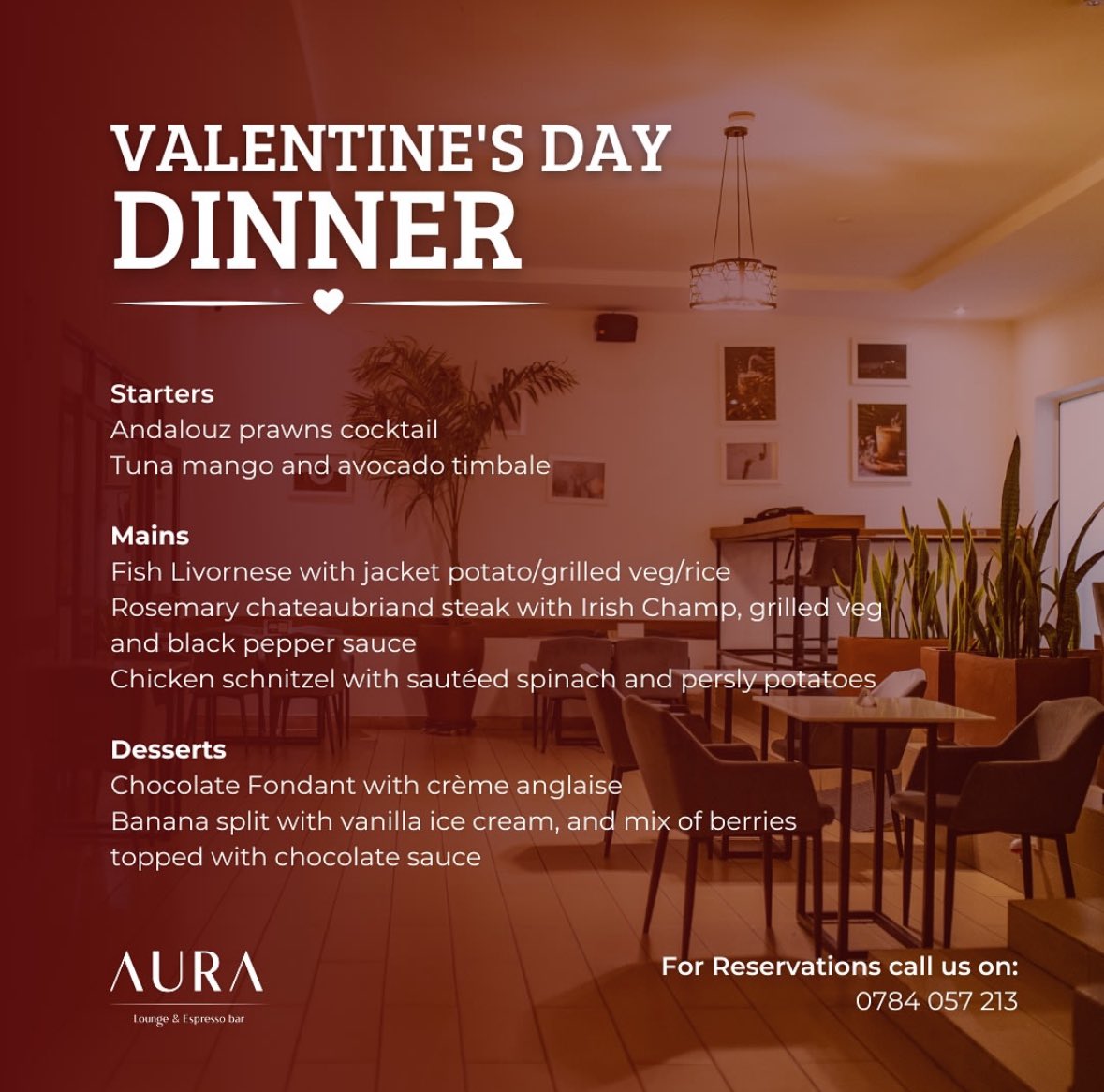 Love is in the air and it tastes delicious!
Join us for a special #ValentinesDinner filled with laughter and exceptional cuisine 🥰🌹💃🏾
Reserve your tables now 😉