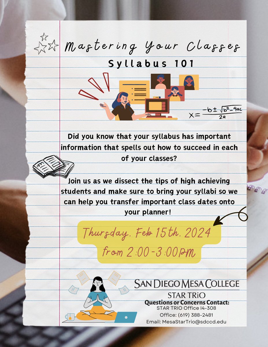 Join us this Thursday as we dive into syllabus related tips from high achieving students. Also, be sure to bring your syllabi so we can assist in transferring key dates into your planner! We'd love to see you there :)