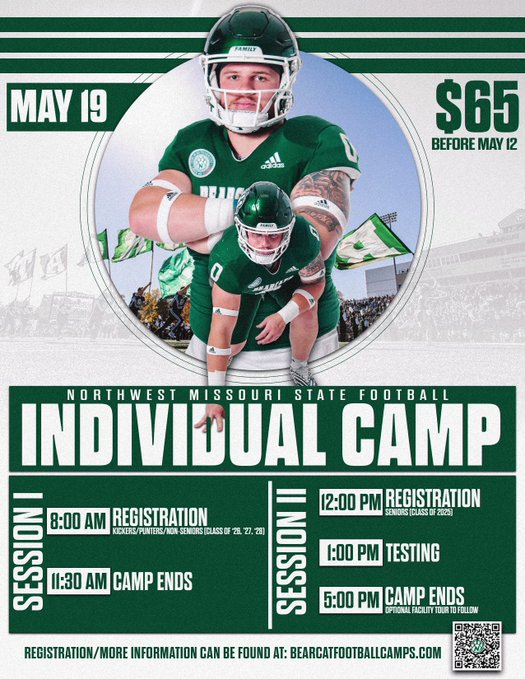 We are a few months away from camp season. May 19th is going to be a great day in the Ville. Don't miss out!! Here is the link: bearcatfootballcamps.com/individual-cam…