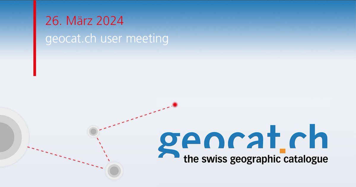 Jährliches #geocat user meeting: 26. März 2024 Ziel ist es, Sie über Neuigkeiten in Bezug auf geocat.ch auf dem Laufenden zu halten und sich auszutauschen. Weitere Informationen & Anmeldung⤵️ geocat.admin.ch/de/home/verans…