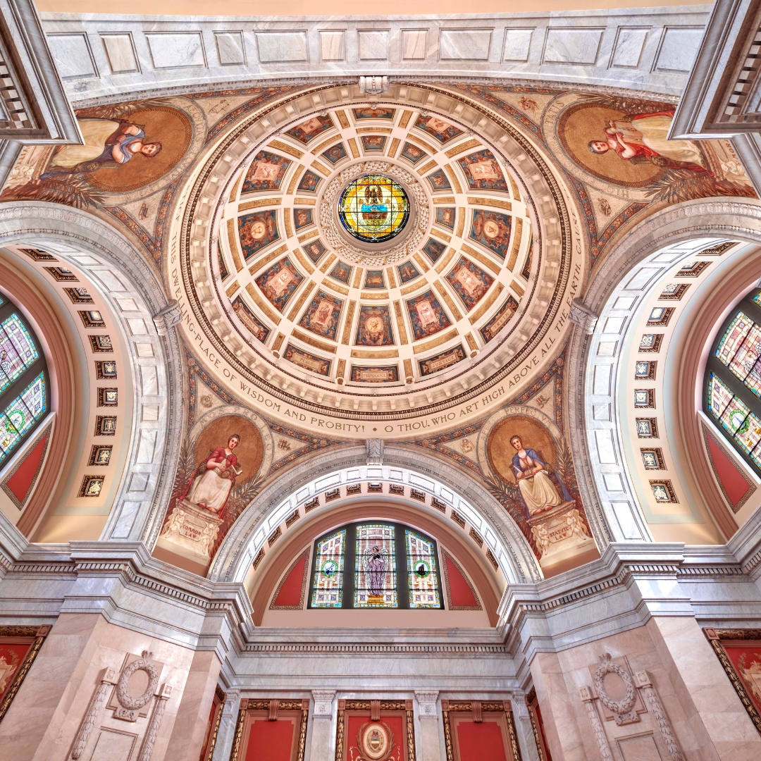 JohnCanningCo's tweet photo. Relying on #historicphotos, media articles, & #renderings, our #muralconservation of #luzernecountycourthouse included: 96 #dome #murals, 4 #pendentive simulated #mosaicmurals, & 25 corridors-based murals.
#muralmonday #neoclassicalarchitecture #nationallandmark #decorativeart https://t.co/Drdg6c9BiE