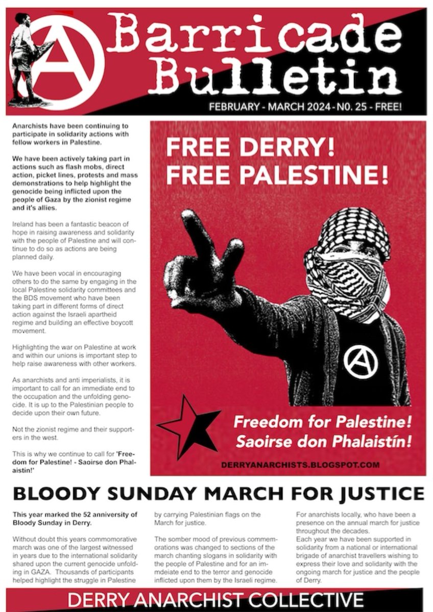 Derry Anarchist Black Cross news in the latest issue of Barricade Bulletin #25 is now available. derryanarchists.blogspot.com