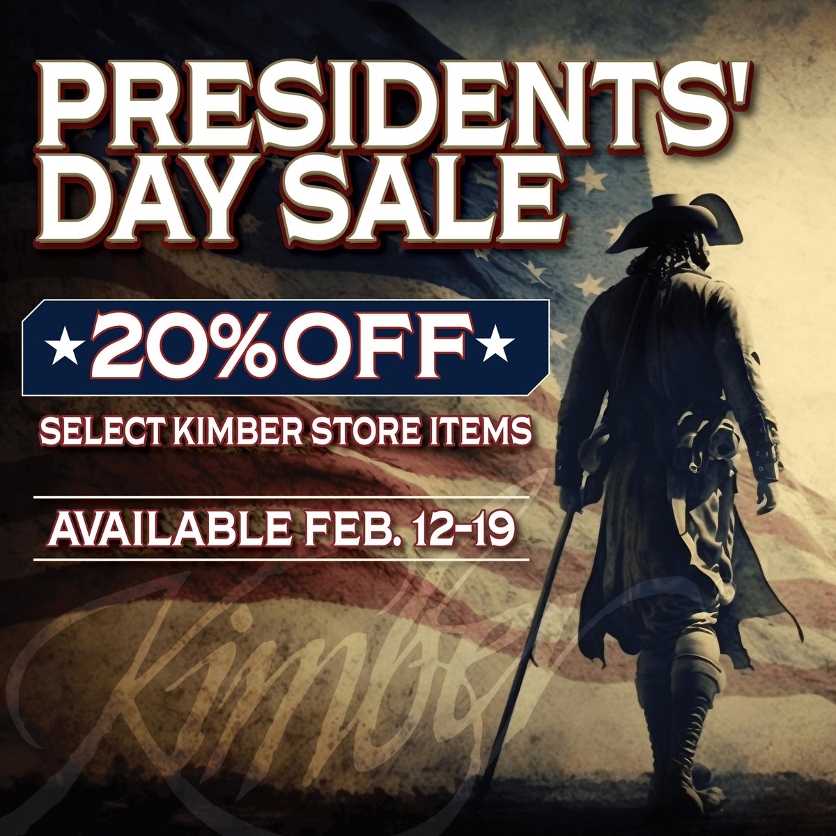 Presidents' Day Sale is now live! 20% off select Kimber Store items. Now through February 12th. bit.ly/497ypo4