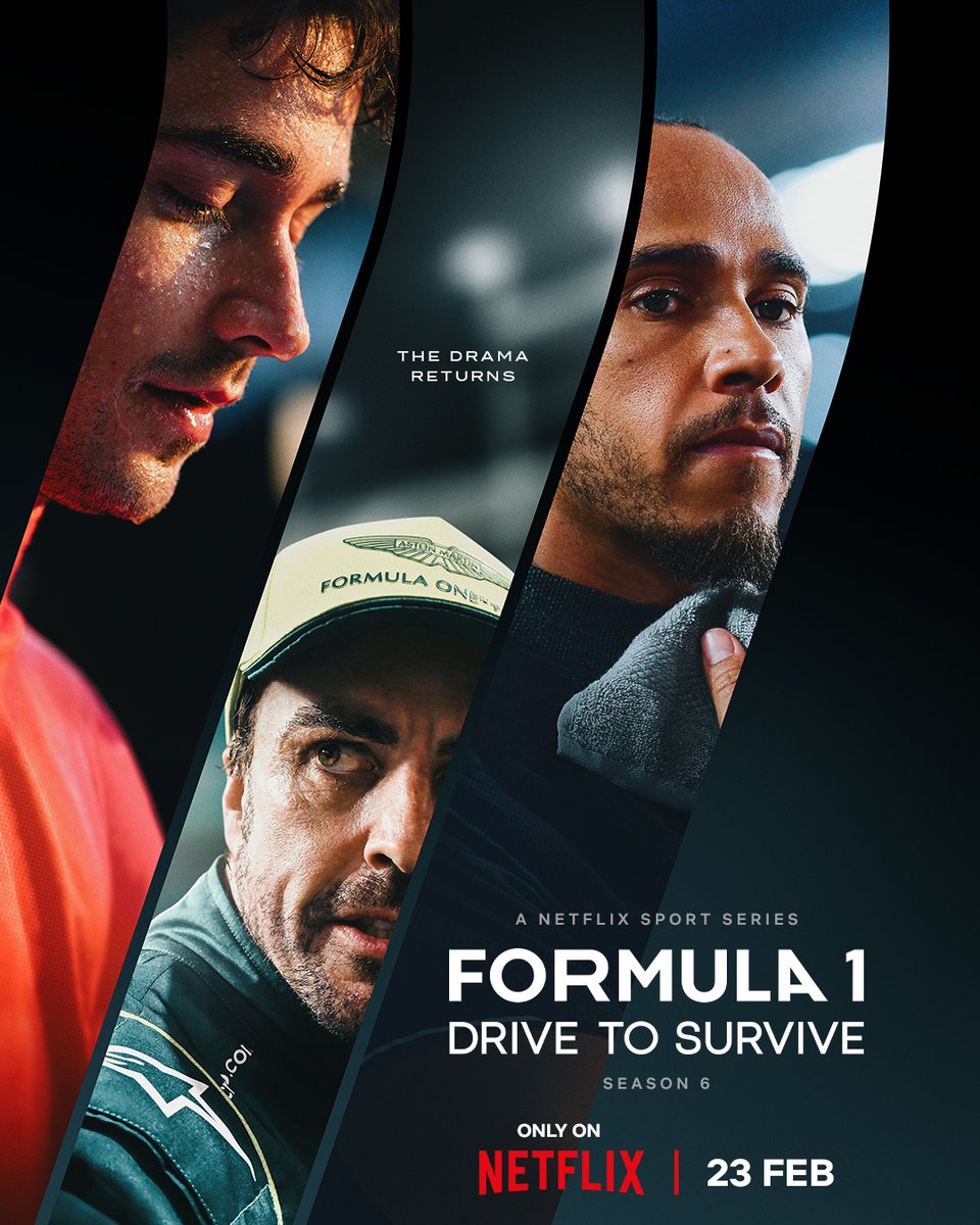F1's tweet image. This February, the drama returns. 🔥

The unmissable sixth season of Formula 1: Drive to Survive drops Feb 23, only on @netflix 🎬

#F1