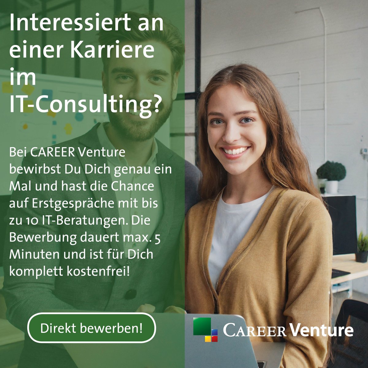 Führe persönliche Vorstellungsgespräche mit IT-Beratungen auf der CAREER Venture information technology spring 17.04.24 Frankfurt. Kostenlose Teilnahme, Tagesverpflegung, Übernahme Reisekosten. Jetzt bewerben: career-venture.de/termine/inform… #it #consulting #einstieg #absolventen #jobs