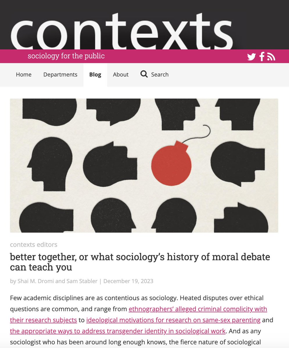 What does it look like to ♻️ your book into a @contextsmag blog post? @DromiShai & @heavenwasblue can show you! 

Check out 'Better Together,' the snack-sized version of Shai & Sam's new book, Moral Minefields ➡️ contexts.org/blog/better-to…

@HarvardSoc @HarvardCulture