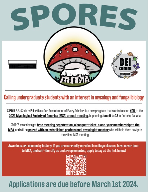 Interested in attending MSA 2024 in Toronto or mentoring undergraduates? Check out the flyer for the SPORES program below!