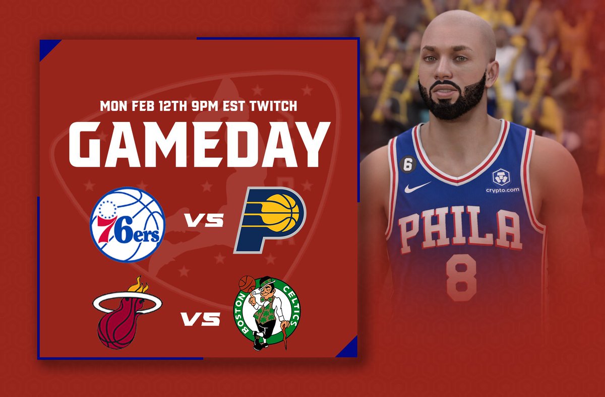 We tip off more SGBA @NBA action tonight at 9pm est on TWITCH twitch.tv/sgba2kleague. Swing by and watch @sixers vs @Pacers & @MiamiHEAT vs @celtics. Interest in joining? Drop a comment below for more info. #SGBA #NBA #NBA2k23 #NBA2K24 @iNetworkSports @TGA_Media @tga_street