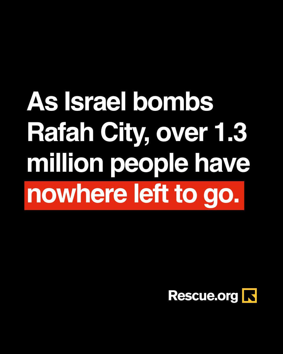 As Israel continues to bombard Rafah City, we're reiterating our call for an immediate ceasefire. More than half of Gaza’s 2.2 million population are crammed inside Rafah, the majority living in temporary shelters, because they were told they would be safe there.
