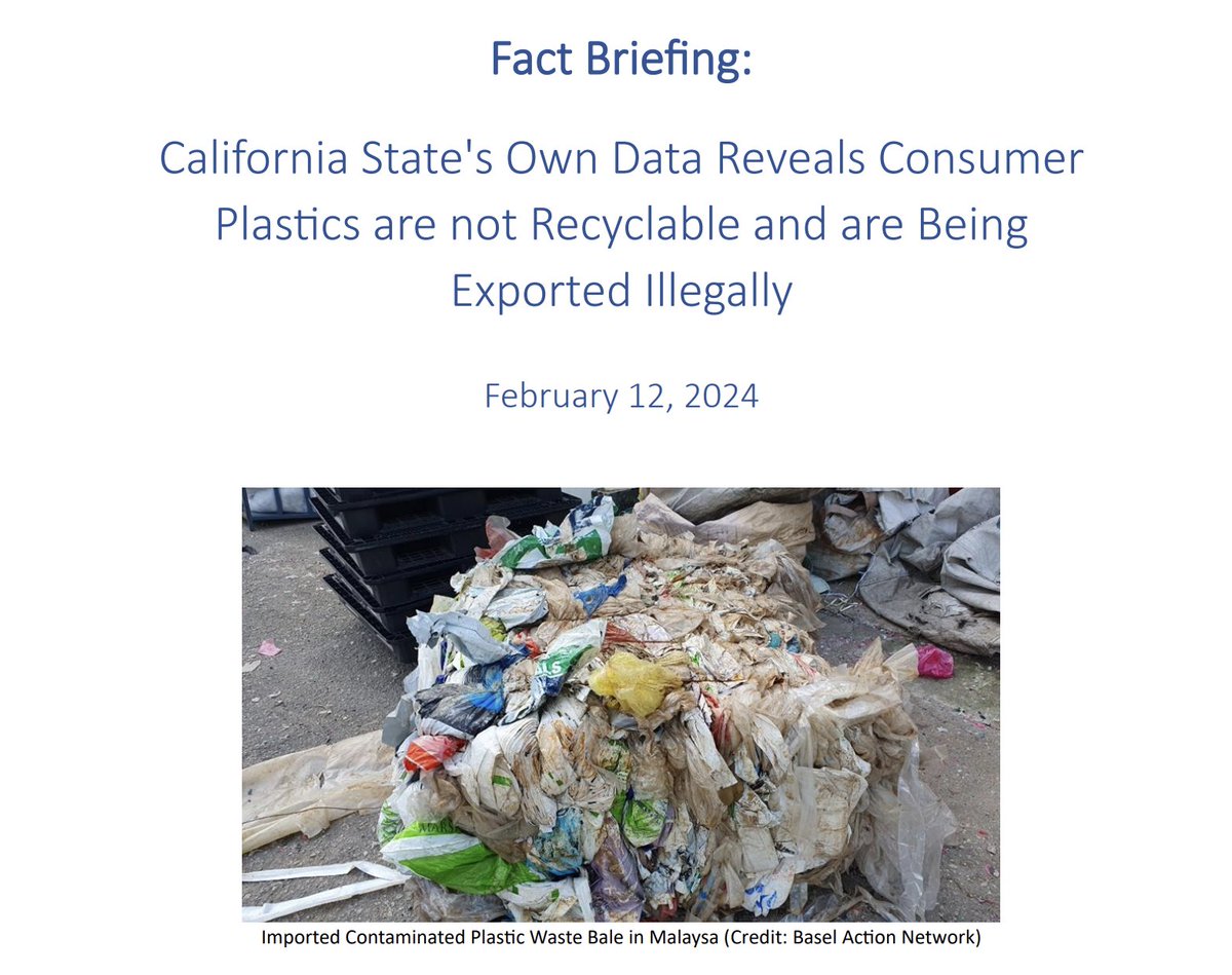 🚨 NEW REPORT finds California waste facilities are violating the state's new waste laws by sending mixed and contaminated plastic wastes to countries like Vietnam, Malaysia, and Mexico. <a href="/CalRecycle/">CalRecycle</a> <a href="/CalEPASecretary/">Secretary Yana Garcia</a> <a href="/AGRobBonta/">Rob Bonta</a> <a href="/GavinNewsom/">Gavin Newsom</a> Learn more: shorturl.at/cgBC5