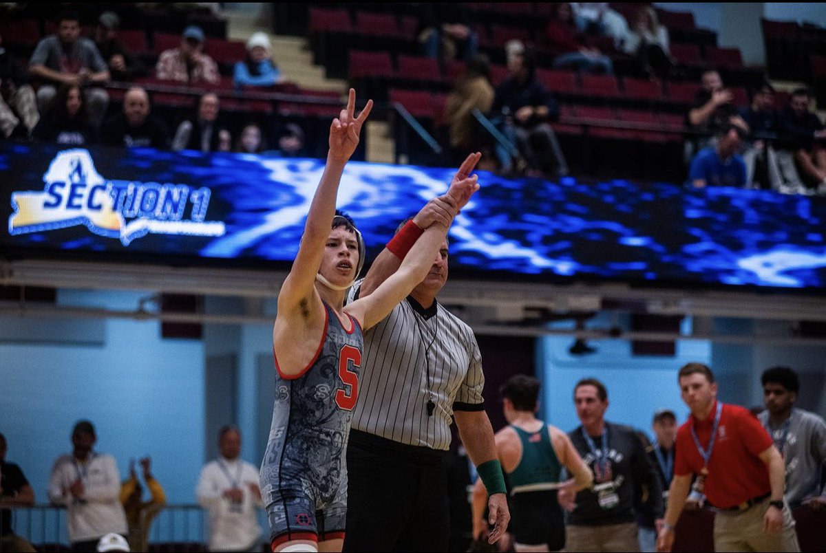 BallsyOne1970's tweet photo. From Somers High School Ryan Ball is your TWO TIME defending Section One Champion! This year at 116lbs.  Off to Albany on February 23-24th to wrestle for a New York State Championship.  So proud of this kid!!  🤗🤼‍♂️💪🏻🏆 https://t.co/1XlHW6YYnY