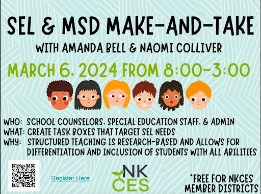 NKCESKids1st's tweet photo. Excited to announce our upcoming SEL &amp; MSD Make &amp; Take event on this #MentalHealthMonday! Join us as we craft personalized task boxes, honing in on SEL needs. Register at https://t.co/adiPTxyEHK &amp; empower your students with practical tools for emotional growth. #ConnectGrowServe https://t.co/DVlQbfTa7p