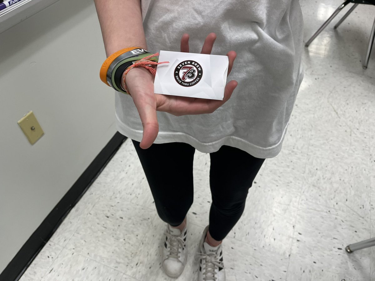 Congrats to students F and L, who read a latte!  Now, because they checked out a book last week, they were randomly selected to receive a gift card from <a href="/7BrewCoffee/">7 Brew Coffee</a> . You can win, too!  Just come down and check out a book.  #RockBridgeRocks