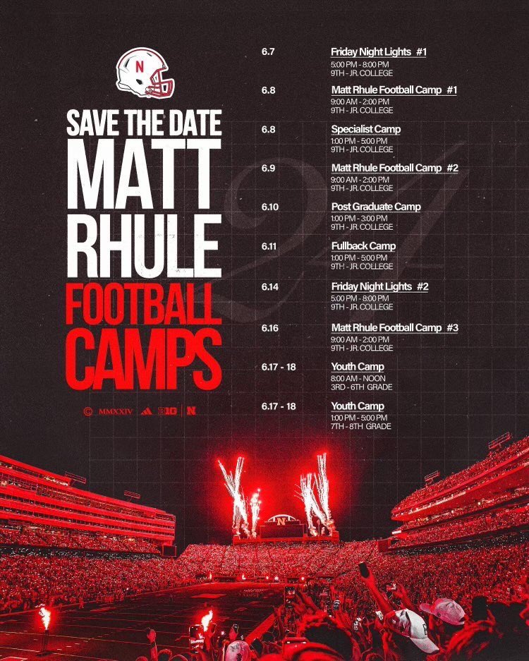 Thanks for the camp invite! Looking forward to getting to Nebraska to compete. @HikeDevon, @CoachMattRhule, @HuskerFootball