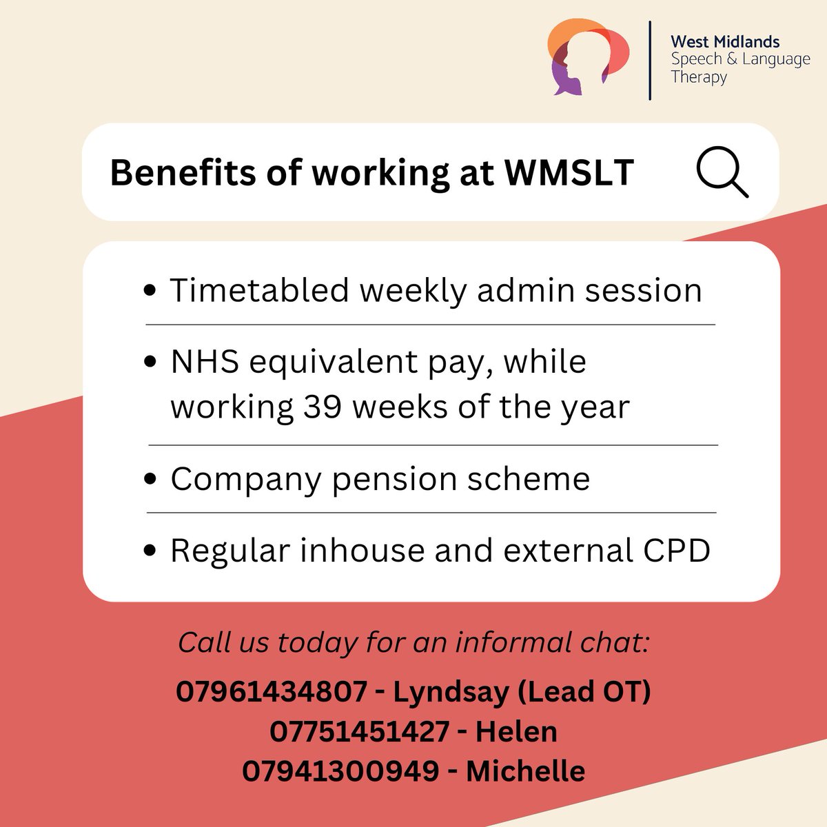 📢 Reminder that we are HIRING 📢 WMSLT are looking for a Band 6 / 7 #OccupationalTherapist to join our large, friendly, school-based MDT ⭐ Apply HERE: wmspeechtherapy.co.uk/careers/ #SBOT #OTjobs #OT