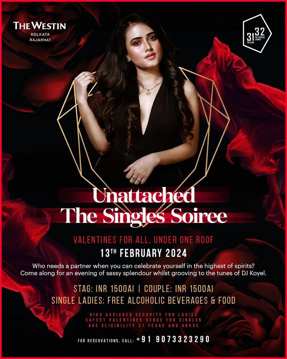 DJKOYEL's tweet photo. 13th Feb - Tuesday - 31 The Club ✨

Who needs a partner when you can celebrate yourself in the highest of spirits?

Come along for an evening of sassy splendour whilst grooving to the mixes by myself DJ Koyel as the DJ of the night.✨
#djkoyel #kolkata #westin #kissday https://t.co/WfxWHqR76L