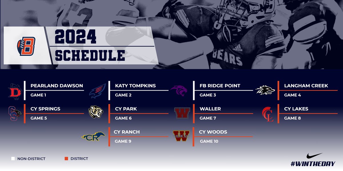 2024 Football Schedule. Dates and Time coming soon. Go Bears! #WTD