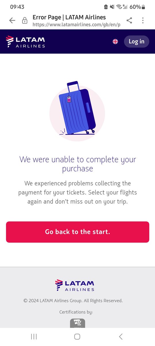 PajorMartin's tweet photo. @LATAM_BRA I have just DM you hoping someone is going to be able to help as I have been trying to purchase my suitcase and seats for the bast 2 days and your system is not allowing me to do that. So frustrating! https://t.co/1k5opKTrJ9