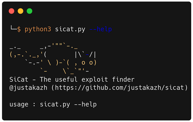 SiCat
یه اکسپلوئیت فایندره که از دیتابیس‌های معتبر اکسپلوئیت مدنظر شما رو پیدا میکنه. یکی از خوبیهاش اینه که میتونه به وسیله پایپ در خروجی اسکنرهایی مثل 
Nmap
قرار بگیره.
اینم لینک گیت هابش:
github.com/justakazh/sicat