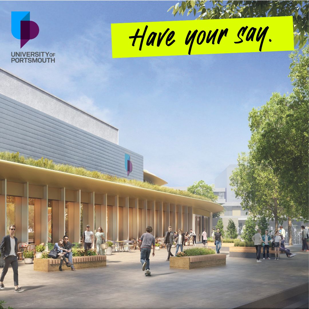 Have your say on University of Portsmouth campus development 📢 We’re launching a three-week public consultation on our revised estates masterplan which gives you the chance to share your views. For more information on how to get involved, visit: bit.ly/3HX8Nyg