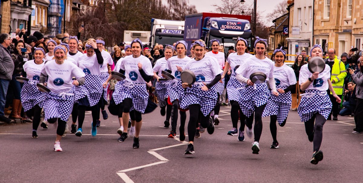 Happy #PancakeDay! 😋 Who's heading to the world-famous #Olney Pancake Race today? 🏃‍♀️🍳 The 'flipping' amazing race dates back to 1445! Each year, the race takes place along the main High Street, starting at 11.55am ⏰ Read more: olneypancakerace.org/race-day/