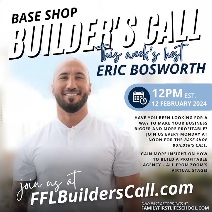 Join us today for the Base Shop Builder's Call at 9am PST/12pm EST! This week's call is being hosted by Eric Bosworth! This weekly session is designed to empower you with recruitment and team-building strategies for success. 🔥 

Tune in at FFLBuildersCall.com