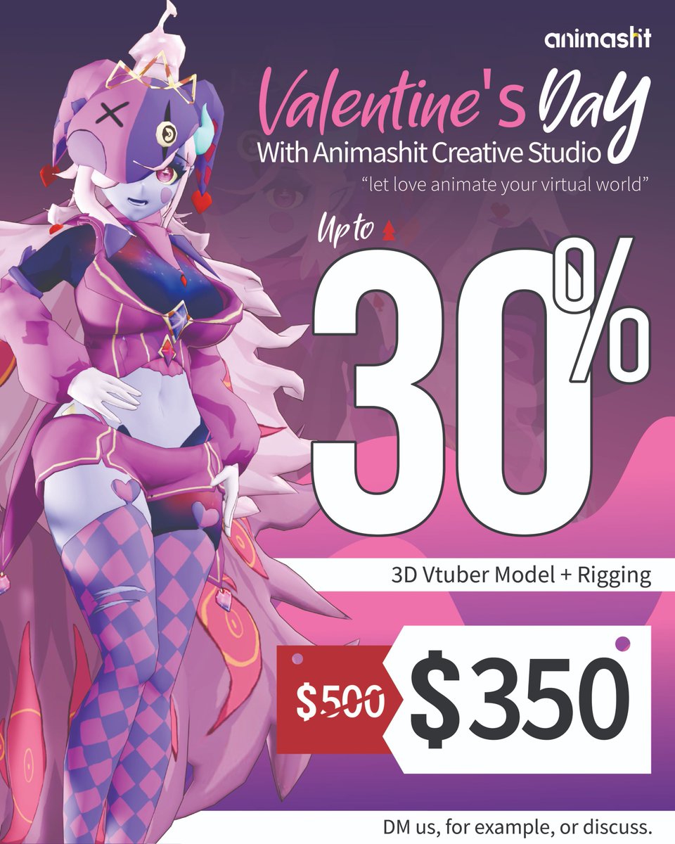 💖 Feel the love this Valentine's season! 💖 Our first promo of the month with Animashit Studio is here! Experience the magic of 3D Models for VRChat or VSeeFace and Stay tuned for more amazing offers! #ValentinesPromo #3DModels #VRChat #VSeeFace #AnimashitStudio #Vtuber