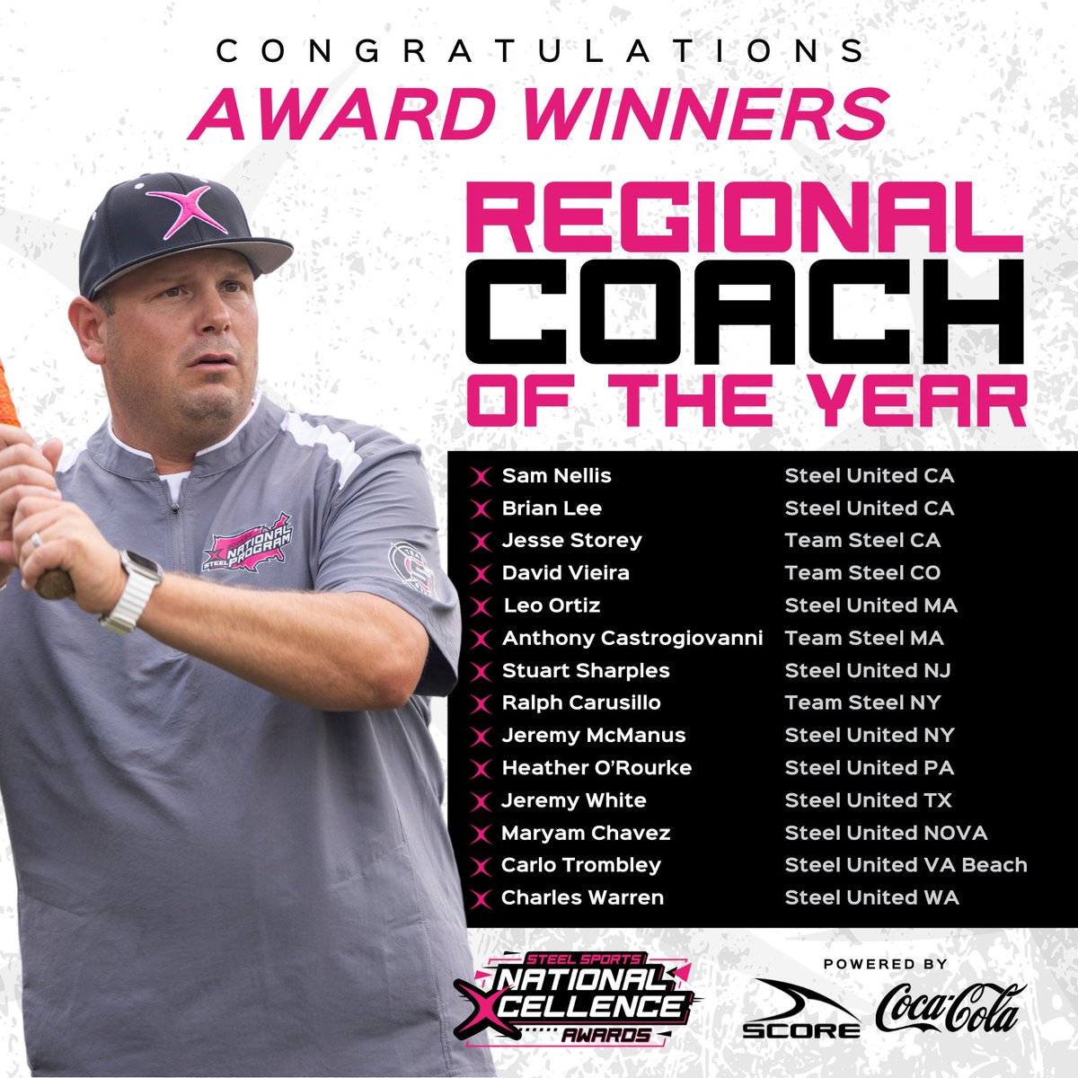 Congratulations to our 2023 Steel Sports Regional Coaches of the Year sponsored by SCORE Sports and Coca-Cola! 🏆 #XcellenceAwards #CoachMonday