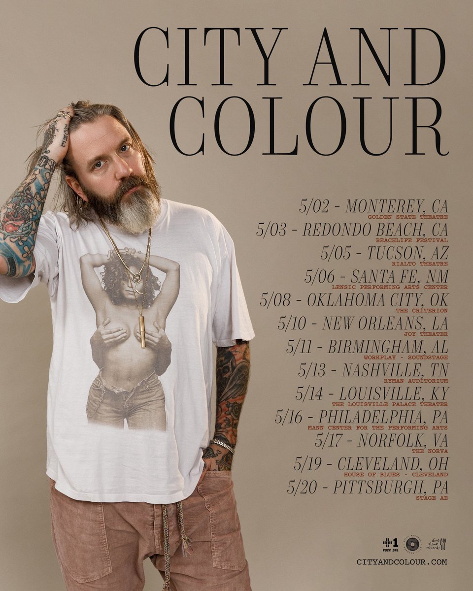 continuing down the road this May - hope to see ya out there. presale starts tomorrow at 10am local time (PW = underground) followed by a public onsale Friday Feb 16 @ 10am local time. 🎟️ CityAndColour.com/tour