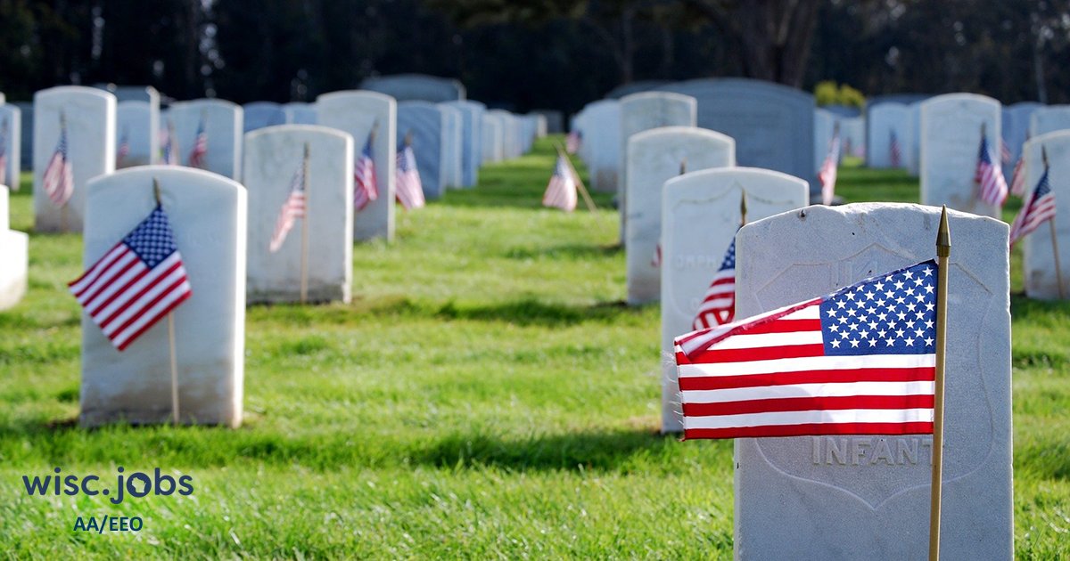 Southern WI Veterans Memorial Cemetery is hiring a Limited Term Sr #CemeteryCaretaker to assist cemetery caretakers in conducting daily functions for cemetery operations & maintenance. $21.10/hr. Apply by 2/18. #WIjobs #govjobs #MaintenanceJobs ow.ly/WQTQ50Qzq7a