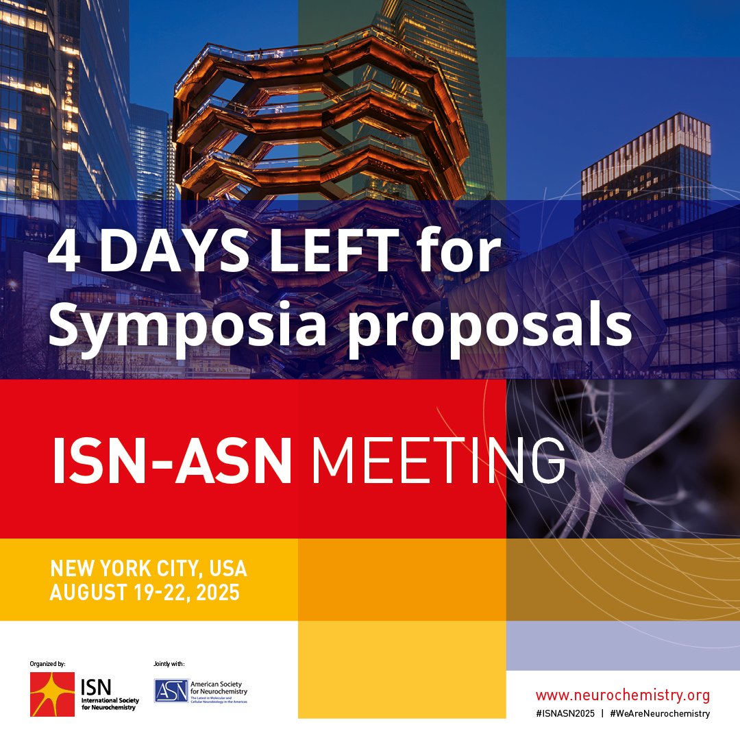 You've got until THIS FRIDAY to get your #ISNASN2025 symposia proposals in! To see your idea come to life, submit here: ow.ly/SzjX50QAhYW #WeAreNeurochemistry @ASNeurochem