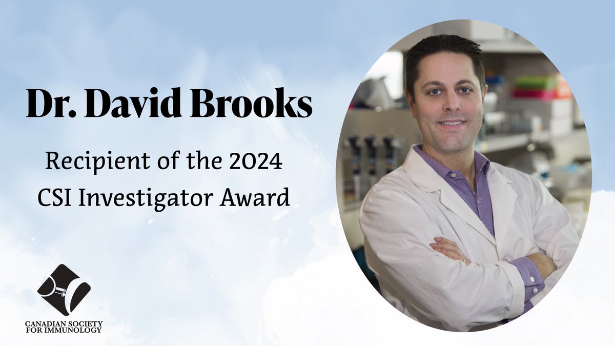 Canadian Society for Immunology (@cdnimmunol) on Twitter photo Congratulations Dr. David Brooks (<a href="/brooks_lab/">DavidBrooksLab</a>) for earning the 2024 CSI Investigator Award for your work of the regulation of immune responses in chronic infections and cancer! Congratulations Dr. David Brooks (<a href="/brooks_lab/">DavidBrooksLab</a>) for earning the 2024 CSI Investigator Award for your work of the regulation of immune responses in chronic infections and cancer!