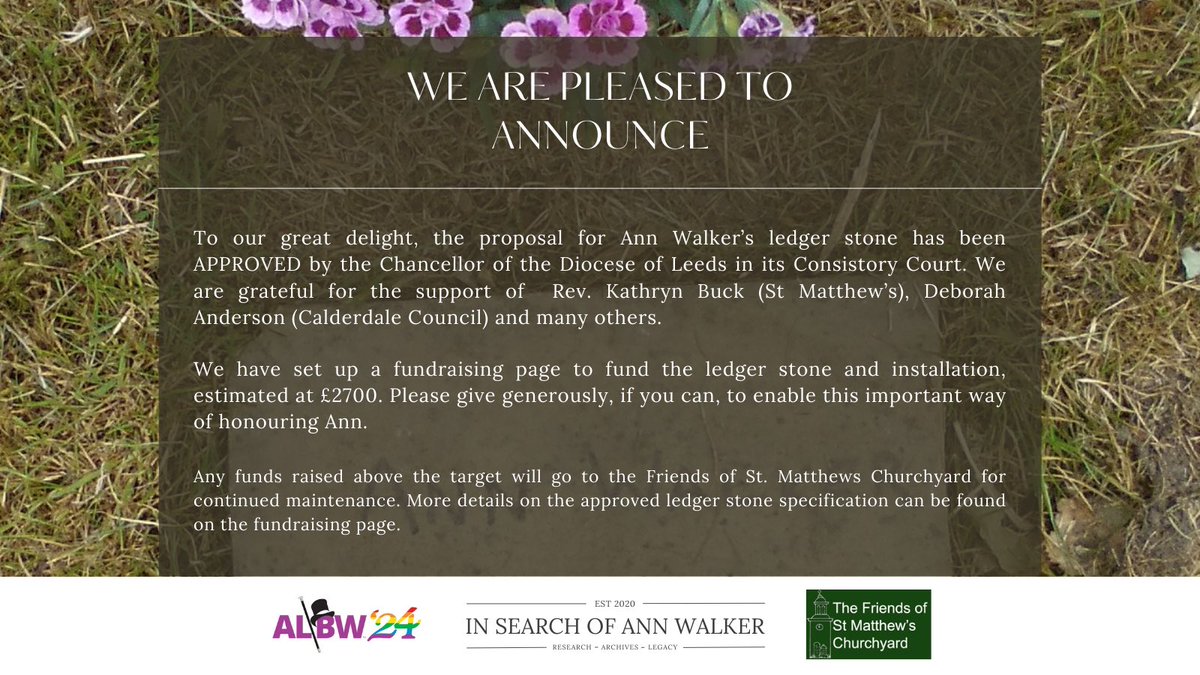SUCH EXCITING NEWS! Approval has been given for Ann Walker’s ledger stone!  For anyone who would like to honor this courageous woman, please go to gofund.me/ed11d27e #AnnWalker #BringBackGentlemanJack #ALBW2024 #AnneListerSoc