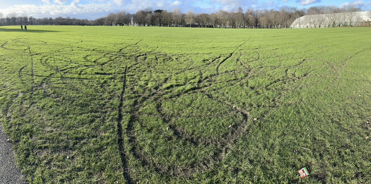 Football clubs have been left "devastated" after their pitches in Fairview in north Dublin were left vandalised and damaged by stolen motorbike track marks, more <a href="/rtenews/">RTÉ News</a> <a href="/ElMcM/">Eleanor Burnhill</a>