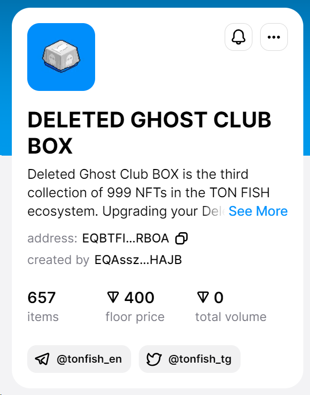 tonfish_tg's tweet photo. 📦👻

Deleted Ghost Club Boxes for the TON FISH Fair Launch TOP 300 participants, ambassadors, and OGs are being distributed to users' wallets!

Let' swim together, $FISH 🐟 https://t.co/iIen6nzVCr