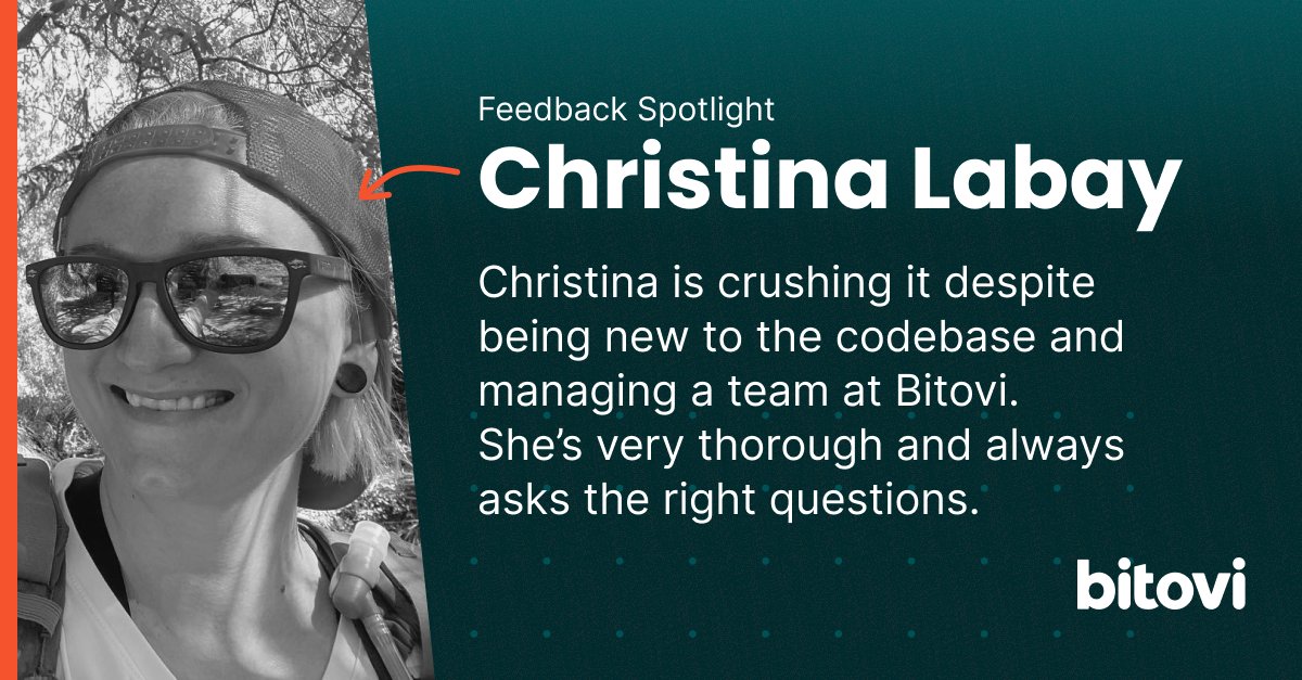 bitovi's tweet photo. ๐ฃ Shoutout to Frontend Team Manager Christina Labay! She hit the ground running on a client project and blew them away with her expertise.
๐ฃ for Christina, we're lucky to have you.
#TeamShoutout #Kudos #CompanyCulture https://t.co/CKGZQ0vA1c