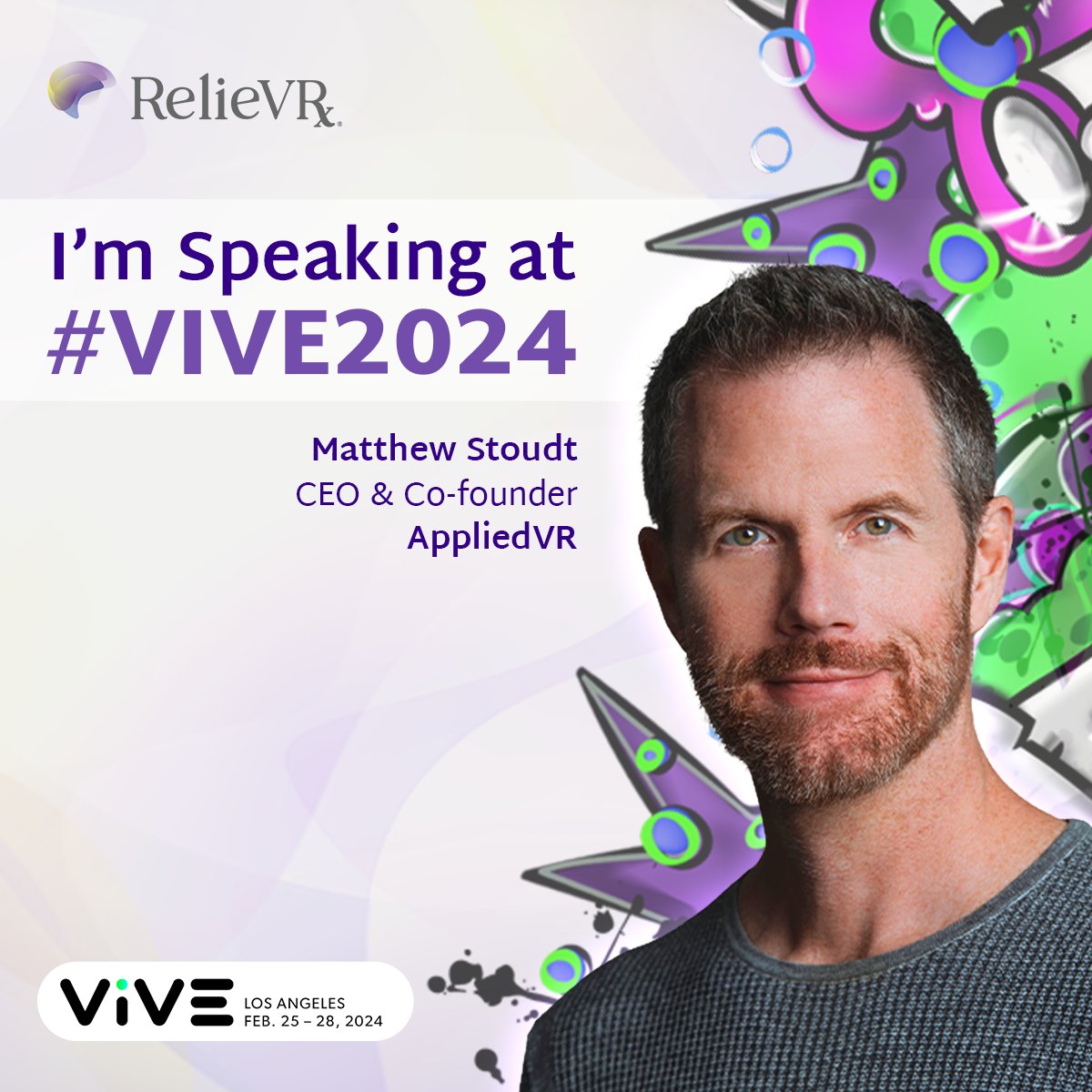 Mark your calendar, we will be attending #ViVE2024! Visit our CEO and Team at booth #1246 and experience the RelieVRx program firsthand. 

#VR #ImmersiveTherapeutics #Healthcare