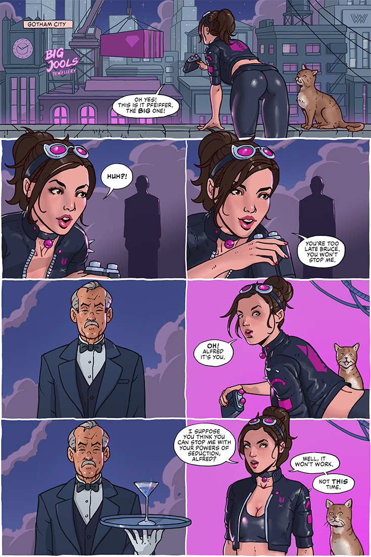 CraigPaton's tweet image. Alfred demonstrates his unique crime prevention skills in the first two pages of Alfred Shags The DCU. 
Join Batman's butler, Alfred Pennyworth, in his erotic odyssey across the DC Comics universe.  
Alfred Shags The DCU launches March 1st.
Guest art reveals & details to come.