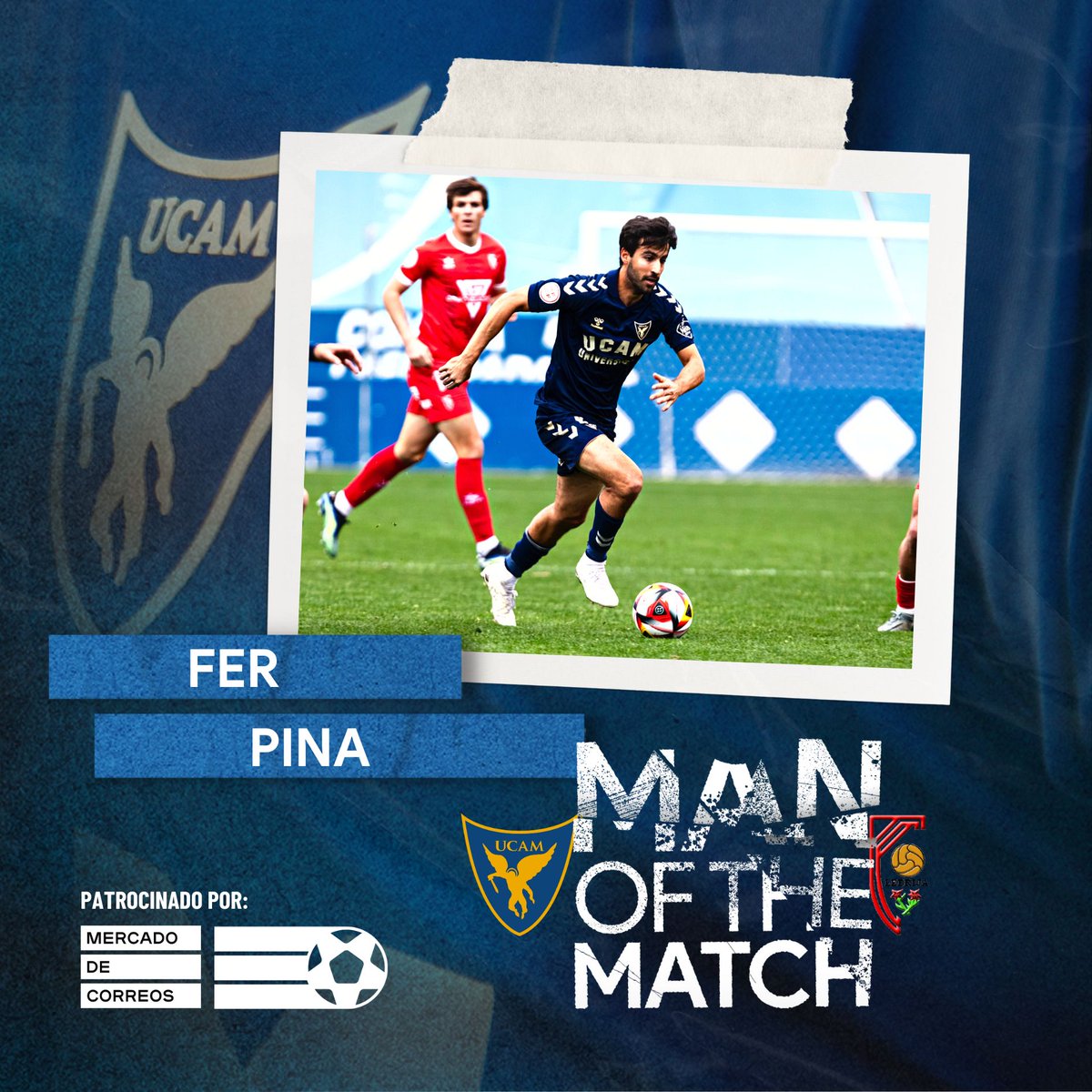 UCAMMurciaCF's tweet photo. 🏅 @Ferpina10 ha sido elegido el 𝐌𝐚𝐧 𝐨𝐟 𝐭𝐡𝐞 𝐌𝐚𝐭𝐜𝐡 del #UCAMMurciaAntoniano. 

⭐️ 𝐌𝐞𝐫𝐜𝐚𝐝𝐨 𝐝𝐞 𝐂𝐨𝐫𝐫𝐞𝐨𝐬 https://t.co/HbHY3Uxq1Z