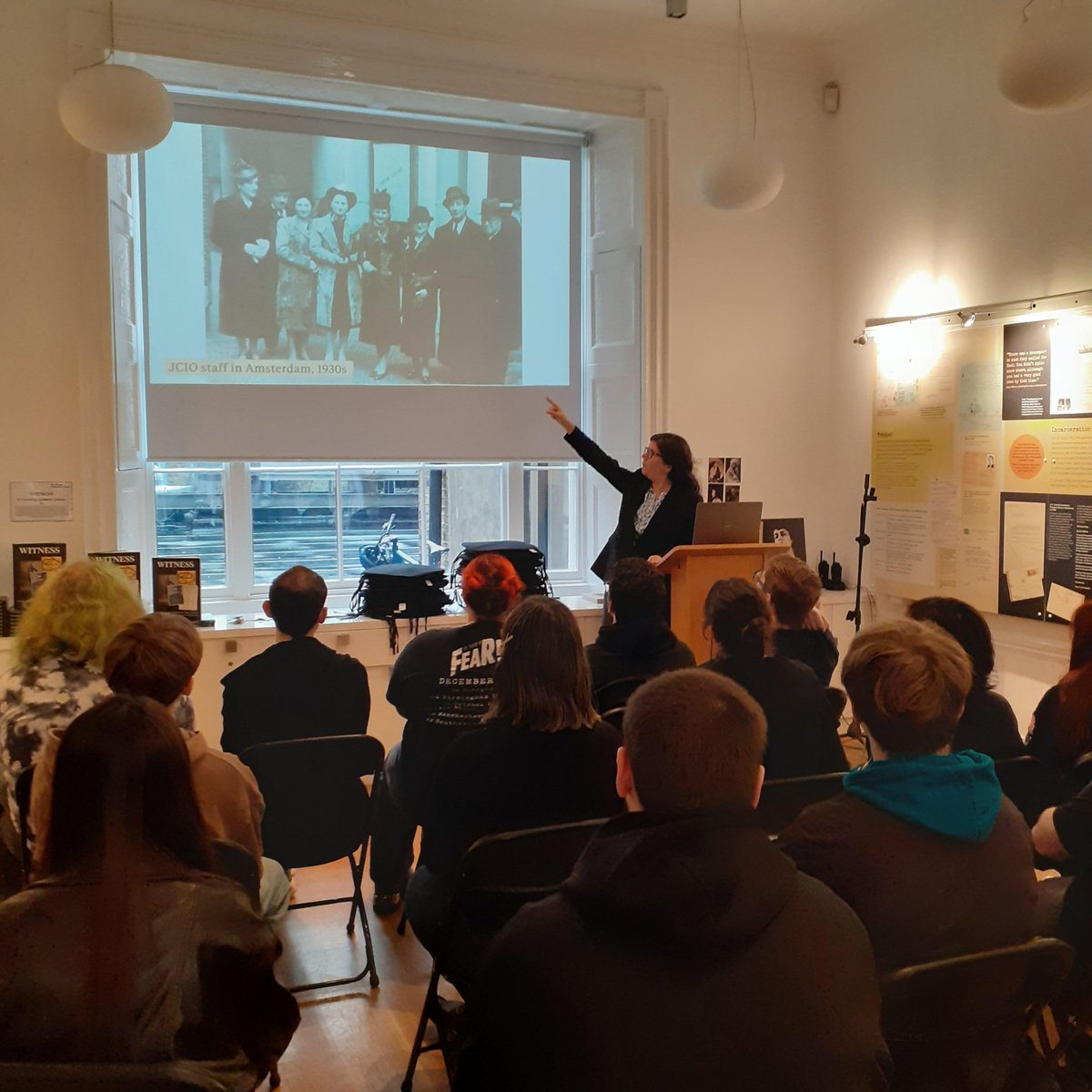 On Friday, students on our first year core History module, Rebellious Pasts: Challenging and Creating Histories, visited The Wiener Holocaust Library in London. Here they are listening to Dr Barbara Warnock (Senior Curator at The Wiener Library).