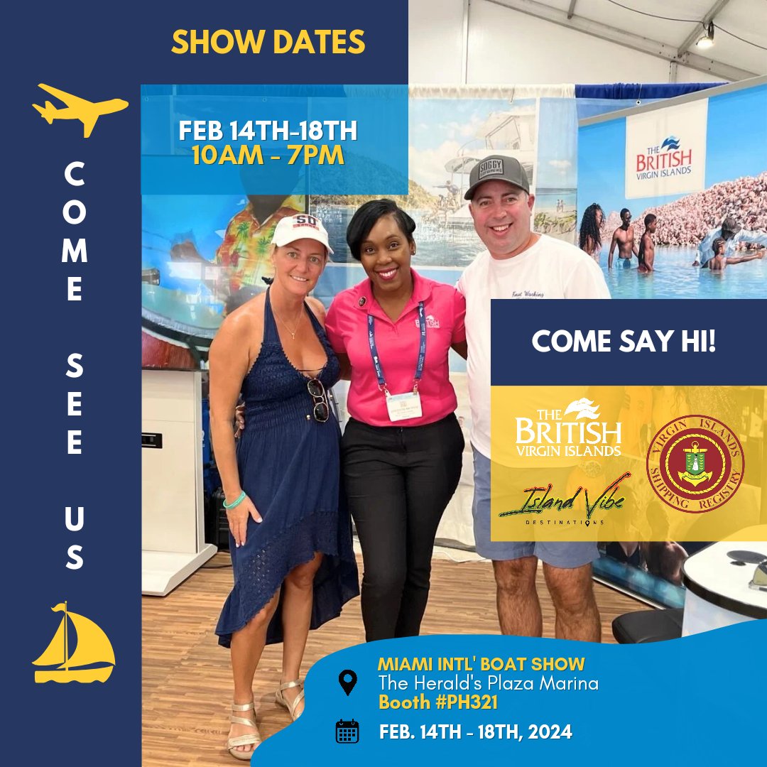 Calling all boat lovers, adventurers, and sunshine seekers! The British Virgin Islands are setting sail for the Miami International Boat Show, and we're bringing an unmatched island experience straight to you! 💦 ⛵ 🌴 #miamiinternationalboatshow #bvi #tourism #bvitourism