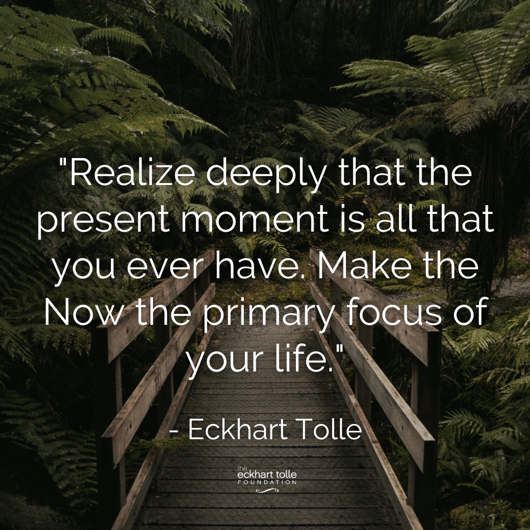 'Realize deeply that the present moment is all that you ever have. Make the Now the primary focus of your life.' - Eckhart Tolle